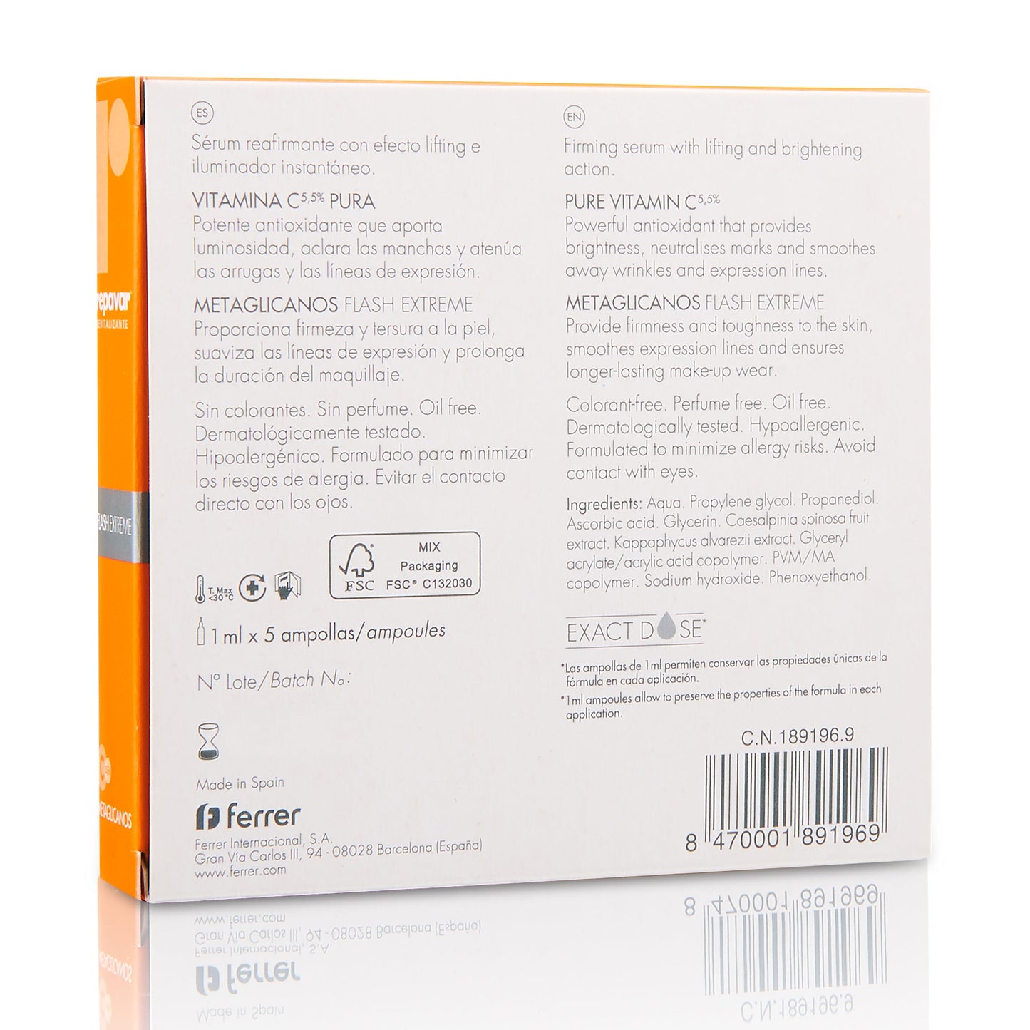 Revitalizante Cápsulas Faciales Tratamiento Intensivo Despigmentante y Antiarrugas