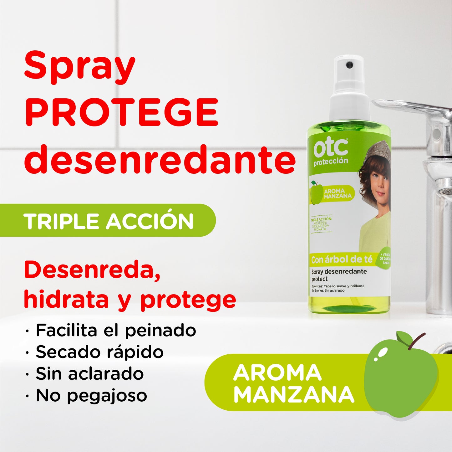 Spray Desenredante Manzana - OTC Protect - Protege, Desenreda, Hidrata - 250ml