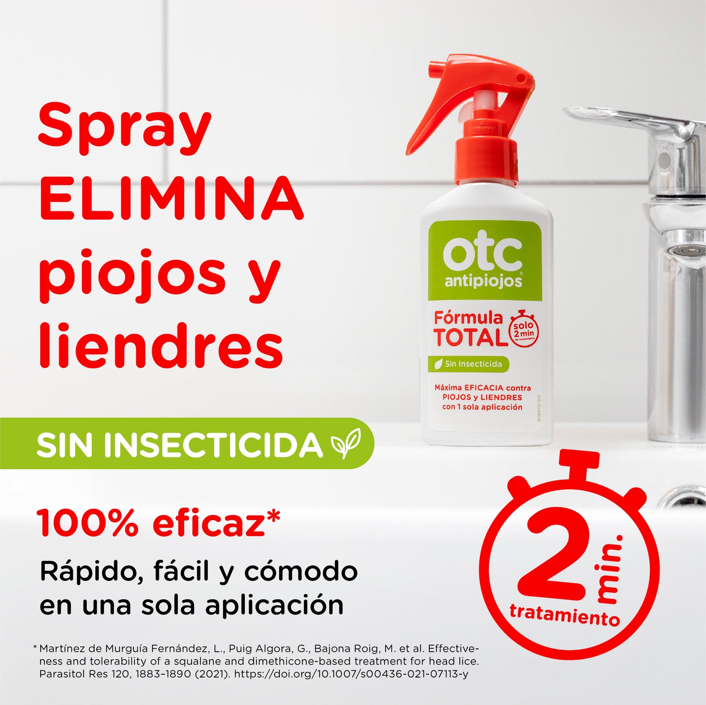 Spray Antipiojos Fórmula Total - Eficaz en 2 Minutos - OTC Antipiojos