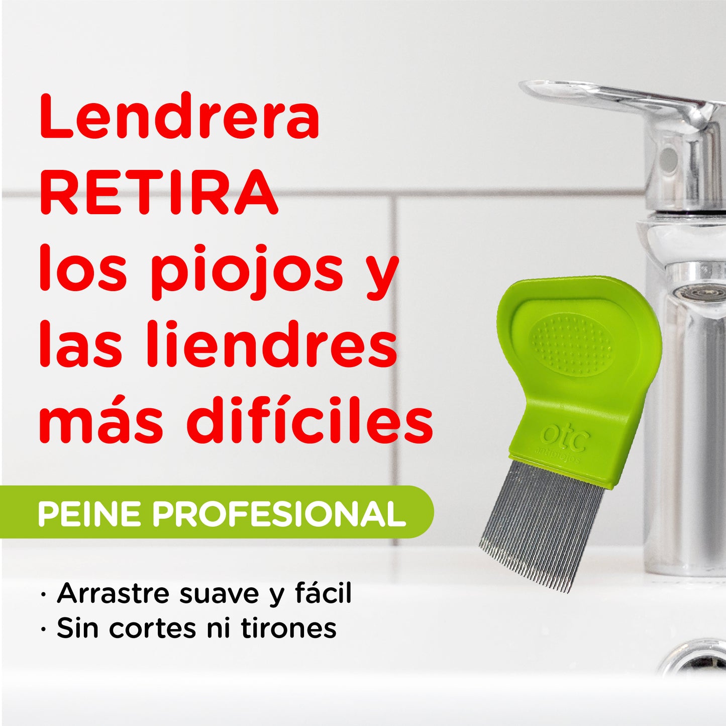 Lendrera Estriada para eliminación eficaz sin tirones - OTC Antipiojos