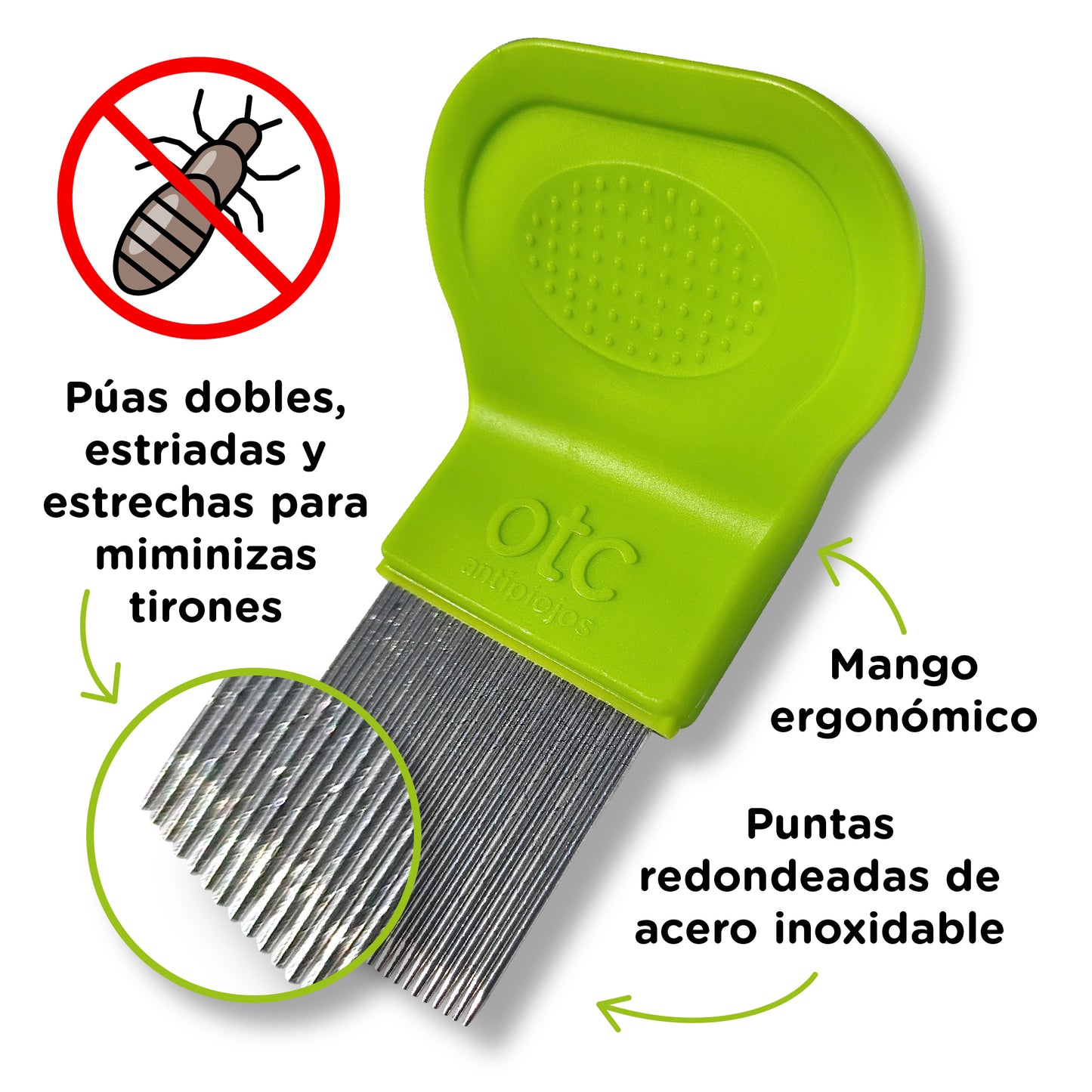 Lendrera Estriada para eliminación eficaz sin tirones - OTC Antipiojos