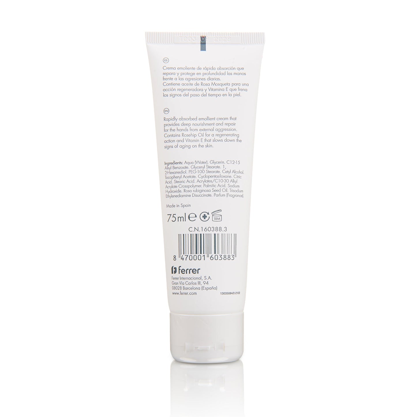 Regeneradora Crema de Manos con Rosa Mosqueta y Vitamina E - Retrasa signos de edad