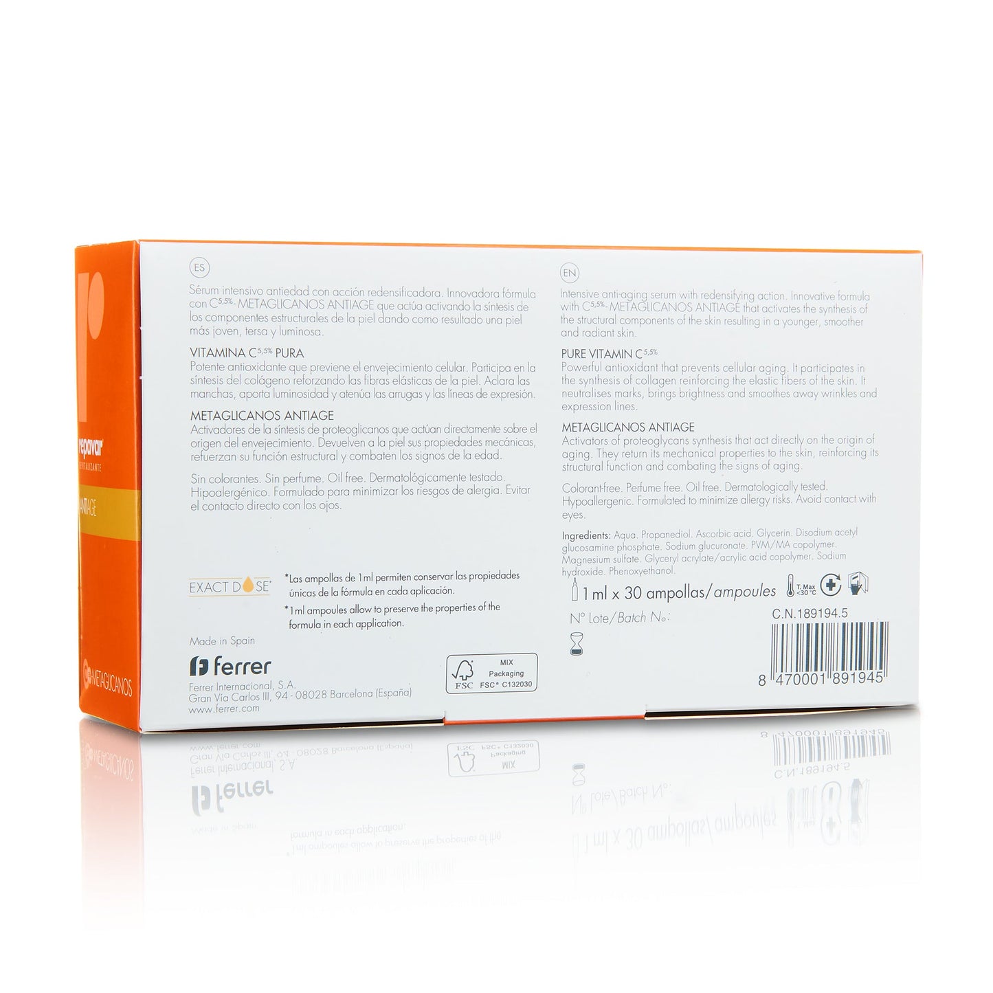 Revitalizante Antiage ampollas tratamiento antiedad y antioxidantes para piel normal-seca