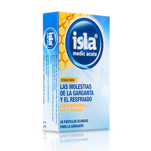 Isla Medic Acute Miel-Cítrico, Alívia dolor de garganta, 20 pastillas