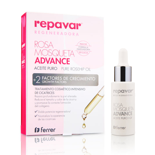 Repavar - Aceite Puro de Rosa Mosqueta - Con 2 Factores de Crecimiento - Tratamiento Cosmético Intensivo con Doble Potencia Reparadora - Formato Cuentagotas - 15 ml