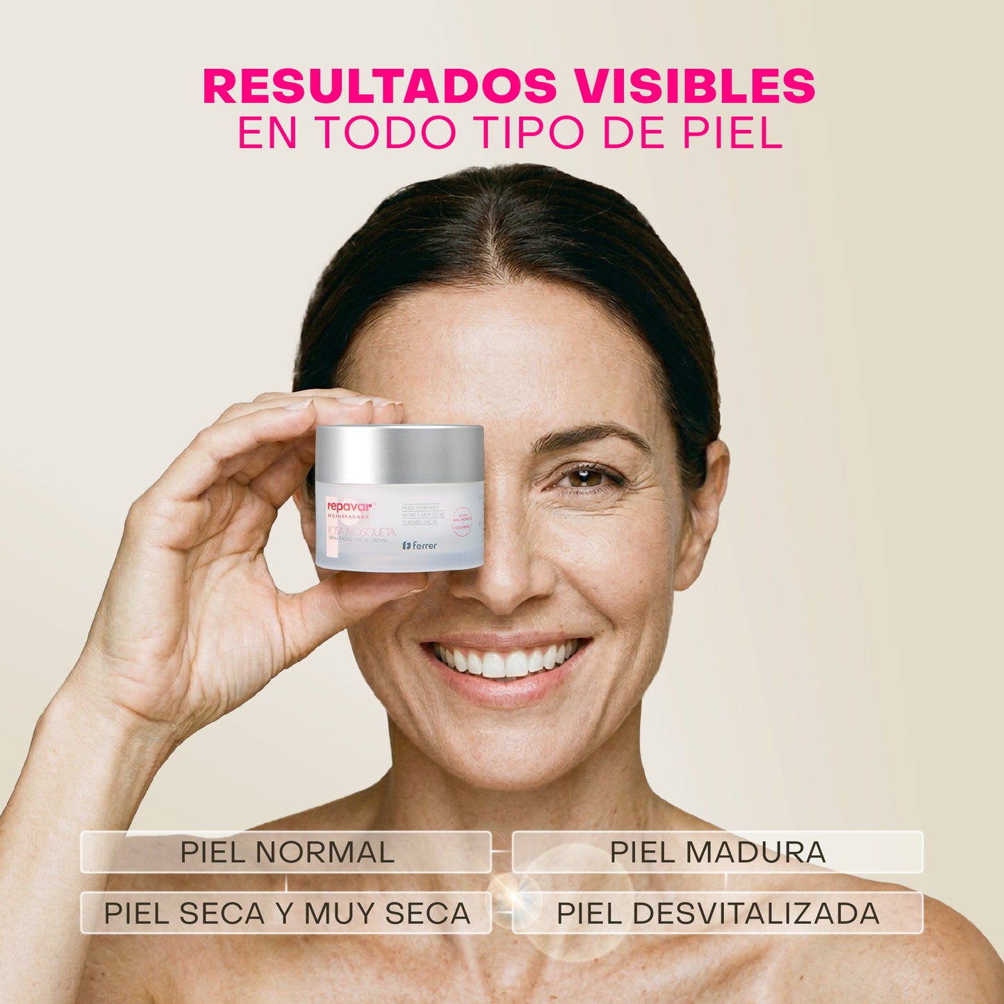 Regeneradora Crema Facial Antiedad con Rosa Mosqueta - proporciona Hidratación y Firmeza
