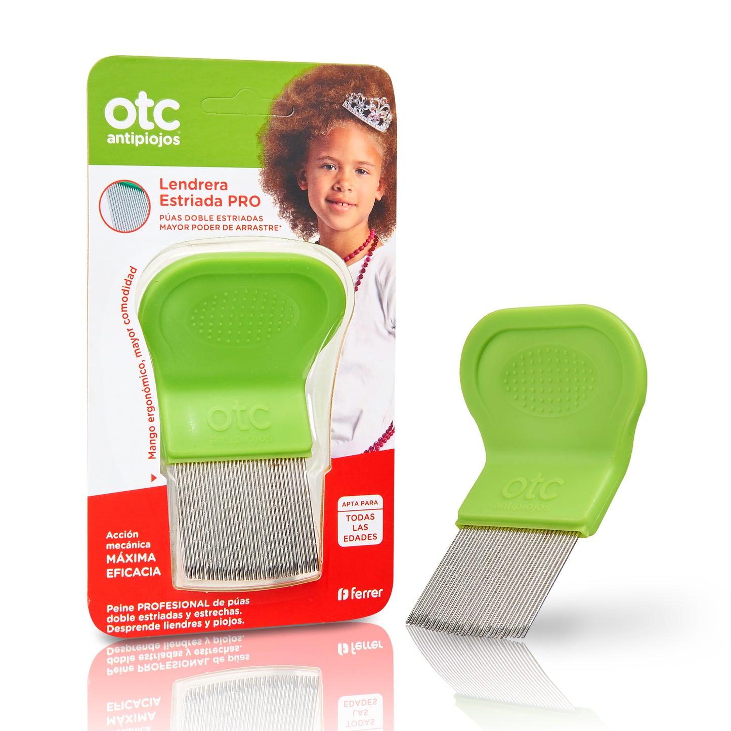 Lendrera Estriada para eliminación eficaz sin tirones - OTC Antipiojos