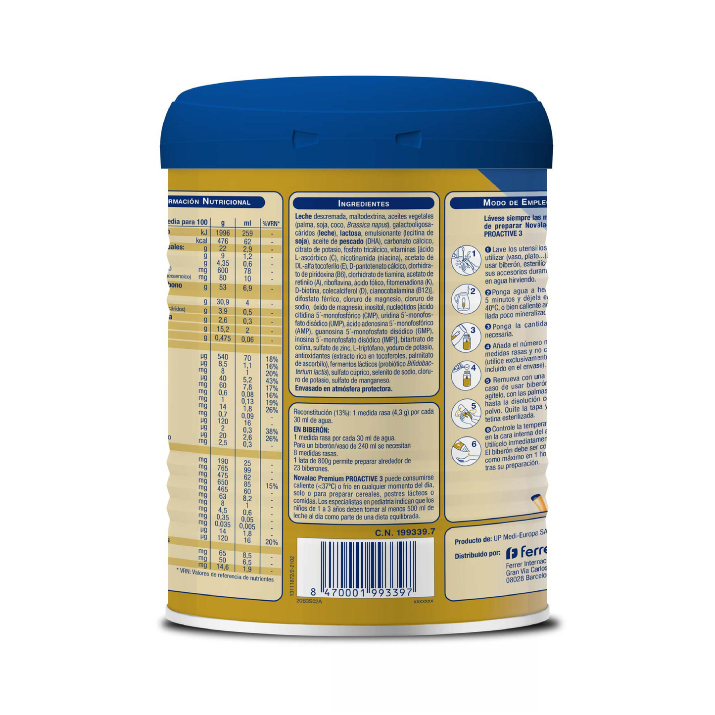 Novalac Premium Proactive 3 Leche de Crecimiento 1-3 años - 800g