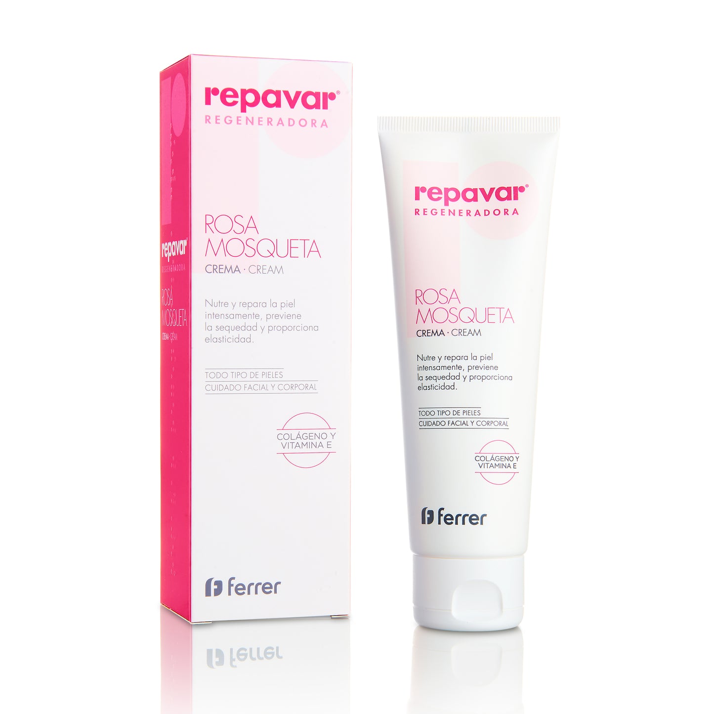 Regeneradora Crema con Rosa Mosqueta, colágeno y vitamina E. Nutre, repara y da elasticidad