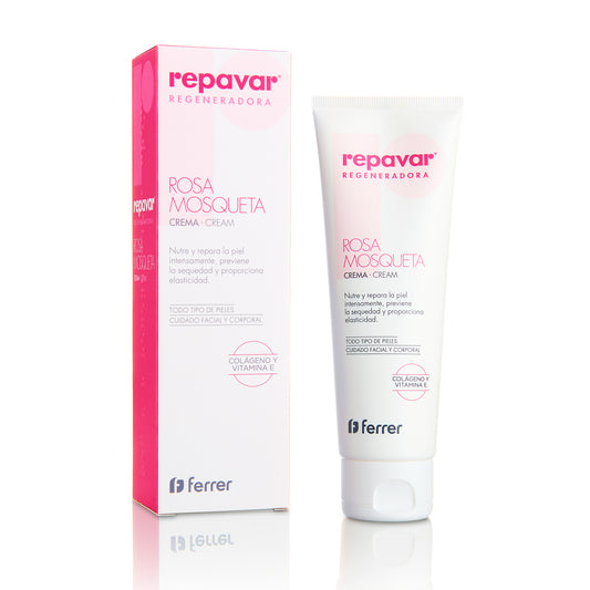 Regeneradora Crema con Rosa Mosqueta, colágeno y vitamina E. Nutre, repara y da elasticidad