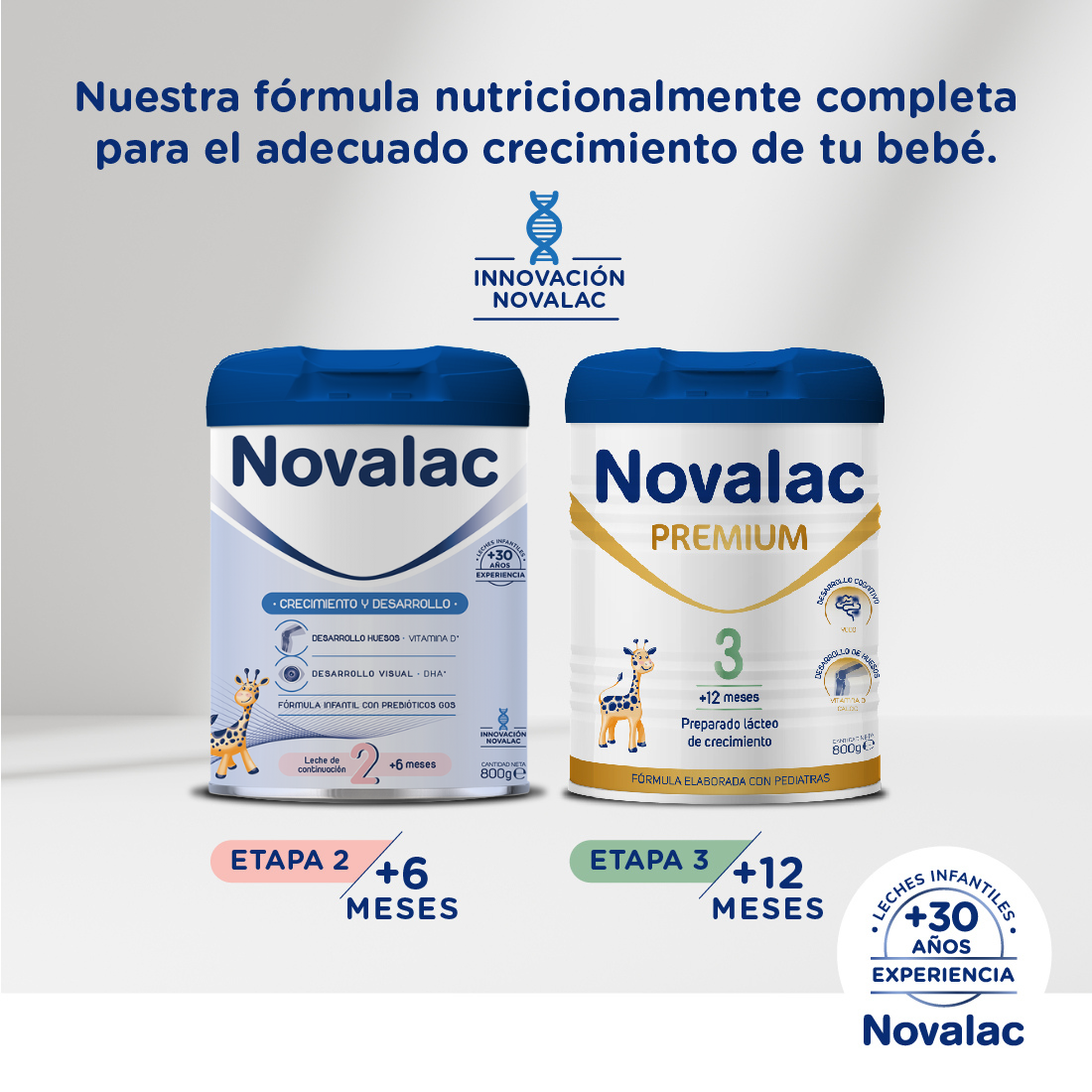 Novalac 1 Leche de Inicio 0-6 Meses con DHA, Fórmula Pediátrica - 800 g